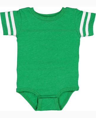 Rabbit Skins 4437 Infant Football Onesie in Vintage green/blended white