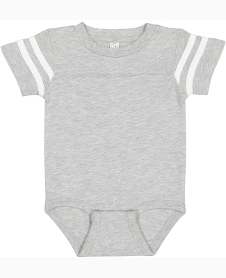 Rabbit Skins 4437 Infant Football Onesie in Vintage Heather/Blended White