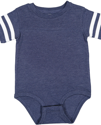 Rabbit Skins 4437 Infant Football Onesie in Vintage True Navy/ Blended White