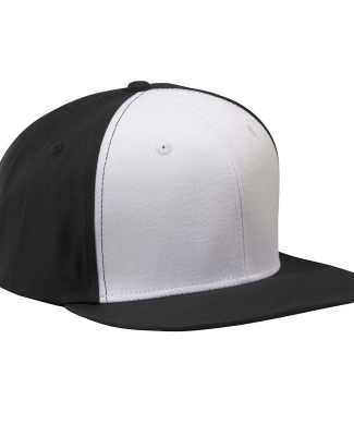BA516 Big Accessories Flat Bill Cap in Black/ white