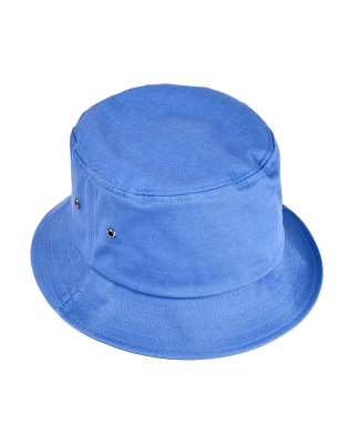 BA534 Big Accessories Metal Eyelet Bucket Cap in Washed denim