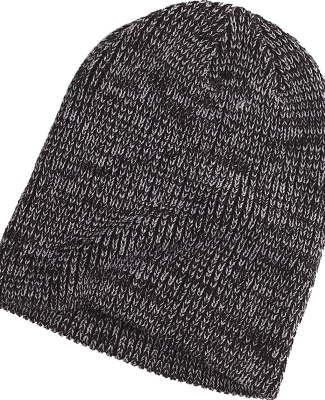BA524 Big Accessories Ribbed Marled Beanie in Black/ grey