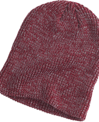 BA524 Big Accessories Ribbed Marled Beanie in Maroon/ grey
