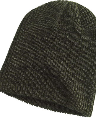 BA524 Big Accessories Ribbed Marled Beanie in Olive/ black