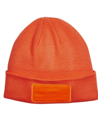 BA527 Big Accessories Patch Beanie in Neon orange