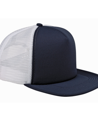 BX030 Big Accessories 5-Panel Foam Front Trucker C in Navy/ white