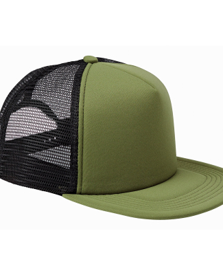 BX030 Big Accessories 5-Panel Foam Front Trucker C in Olive/ black