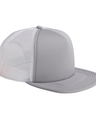 BX030 Big Accessories 5-Panel Foam Front Trucker C in Steel/ white