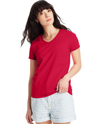 5780 Hanes® Ladies Heavyweight V-neck T-shirt - 5 in Deep red