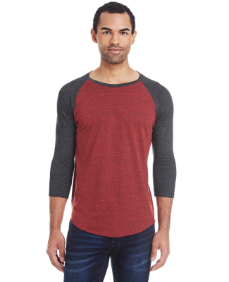 302G Threadfast Apparel Unisex Triblend Baseball R in Cardinal black/ black triblend
