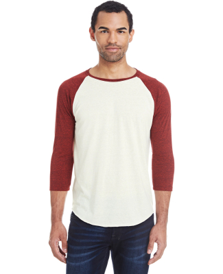 302G Threadfast Apparel Unisex Triblend Baseball R in Cream/ cardinal black triblend
