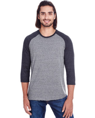302G Threadfast Apparel Unisex Triblend Baseball R in Grey/ black triblend