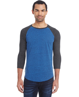 302G Threadfast Apparel Unisex Triblend Baseball R in Royal black/ black triblend