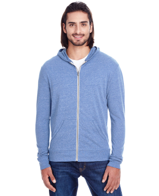 302Z Threadfast Apparel Unisex Triblend Full-Zip L in Navy triblend