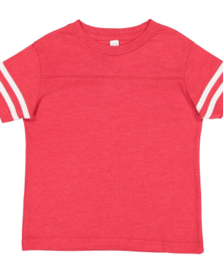 3037 Rabbit Skins Toddler Fine Jersey Football Tee in Vintage red/blended white