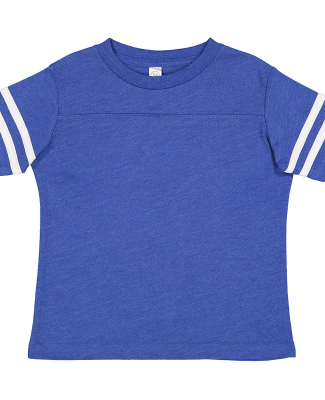 3037 Rabbit Skins Toddler Fine Jersey Football Tee in Vintage Royal/Blended White