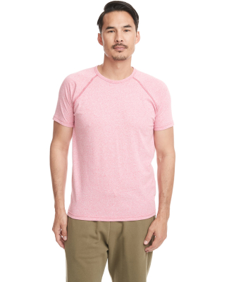 2050 Next Level Men's Mock Twist Raglan T-Shirt in Tech Pink