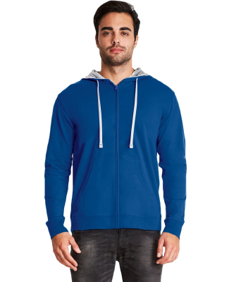 9601 Next Level French Terry Zip Up Hoodie in Royal/ heather grey