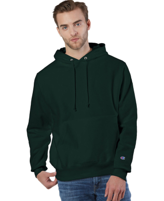 S1051 Champion Logo Reverse Weave Hoodie in Dark green