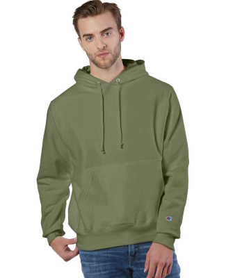 S1051 Champion Logo Reverse Weave Hoodie in Fresh olive
