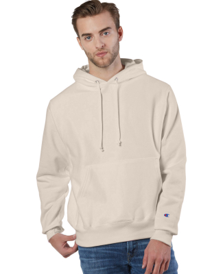 S1051 Champion Logo Reverse Weave Hoodie in Sand