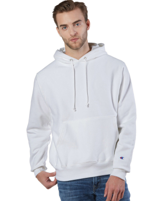 S1051 Champion Logo Reverse Weave Hoodie in White