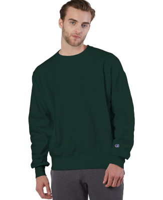 S1049 Champion Logo Reverse Weave Pullover in Dark green