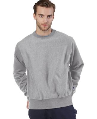 S1049 Champion Logo Reverse Weave Pullover in Oxford grey