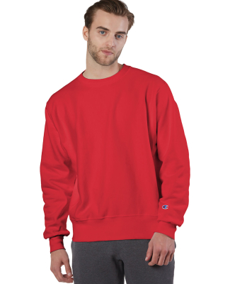 S1049 Champion Logo Reverse Weave Pullover in Scarlet