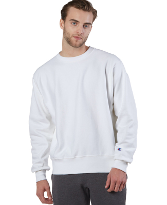 S1049 Champion Logo Reverse Weave Pullover in White