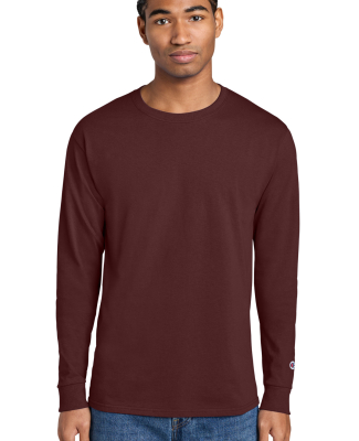 CC8C Champion Logo Long-Sleeve Tagless Tee in Maroon