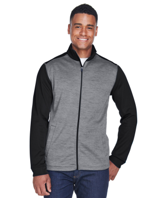 DG796 Devon & Jones Men's Newbury Colorblock Méla in Black heather/ dark grey heather