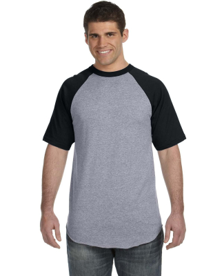 423 Augusta Sportswear Adult Short-Sleeve Baseball in Athletic heather/ black