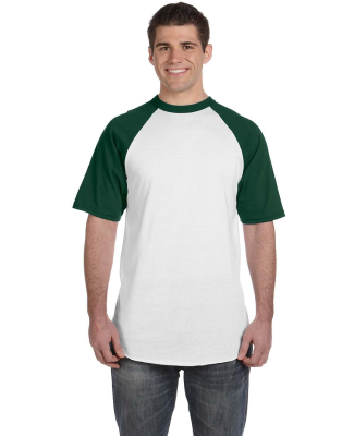 423 Augusta Sportswear Adult Short-Sleeve Baseball in White/ dark green