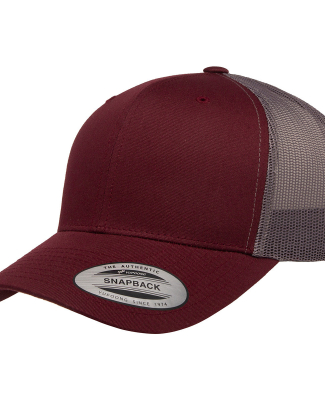 6606 Yupoong Retro Trucker Cap in Maroon/ grey