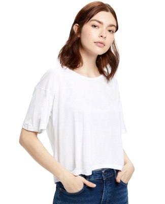 US Blanks US309 Modal Flowy Crop Top in White