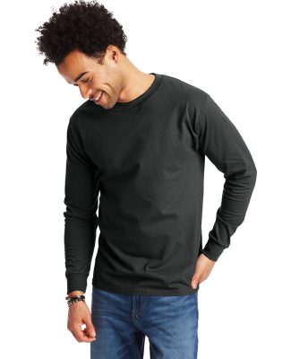 5186 Hanes 6.1 oz. Ringspun Cotton Long-Sleeve Bee in Black