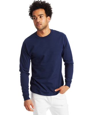 5186 Hanes 6.1 oz. Ringspun Cotton Long-Sleeve Bee in Navy