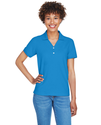 D100W Devon & Jones Ladies’ Pima Pique Short-Sle in French blue