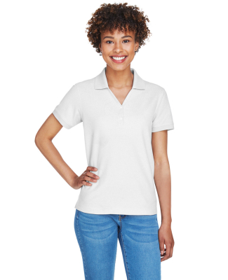 D100W Devon & Jones Ladies’ Pima Pique Short-Sle in White