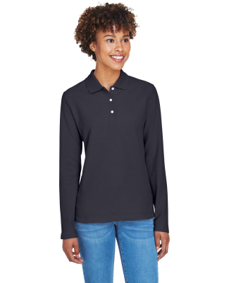 D110W Devon & Jones Ladies’ Pima Pique Long-Slee in Navy