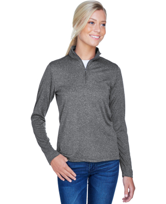 UltraClub 8618W Ladies' Cool & Dry Heathered Perfo in Black heather