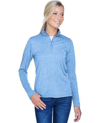 UltraClub 8618W Ladies' Cool & Dry Heathered Perfo in Columbia blue heather