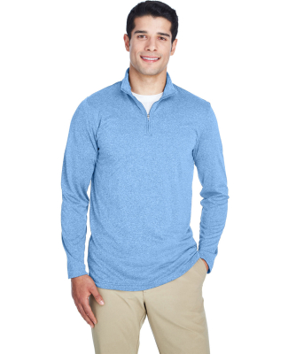 UltraClub 8618 Men's Cool & Dry Heathered Performa in Columbia blue heather