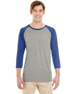 Jerzees 601RR Dri-Power Active Triblend Baseball R in Oxford/ true blue heather