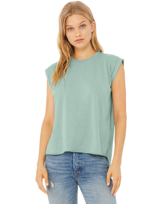 8804 Women's Flowy Muscle Tank with Rolled Cuffs in Dusty blue