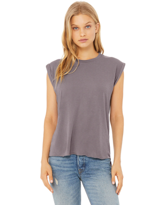 8804 Women's Flowy Muscle Tank with Rolled Cuffs in Storm