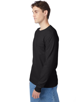 52 5596 Tagless Long Sleeve T-Shirt with a Pocket in Black