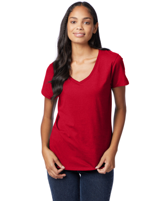 S04V Nano-T Women's V-Neck T-Shirt in Deep red
