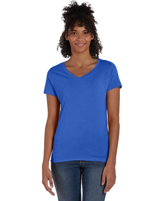 Hanes 42VT Women's V-Neck Triblend Tee with Fresh  in Royal triblend